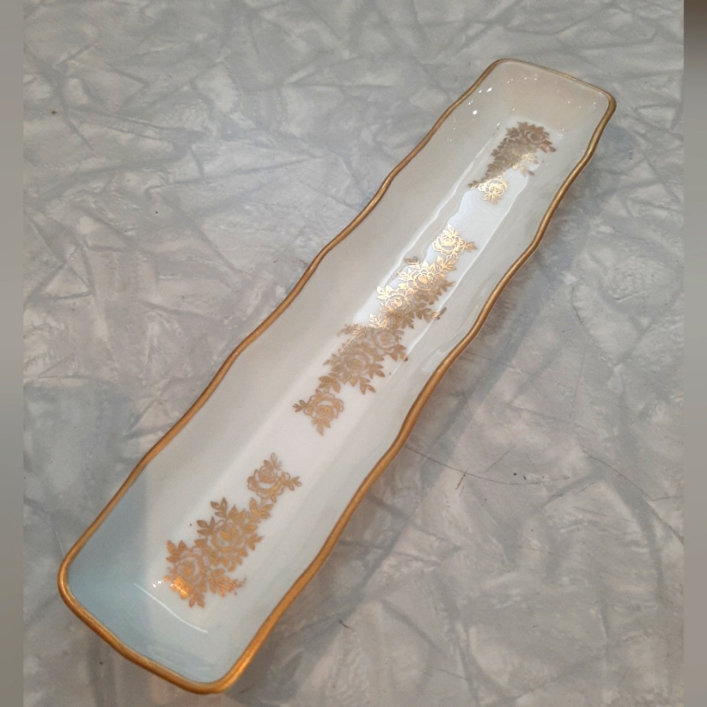Vintage porcelain hand-painted jewelry holder dish decor